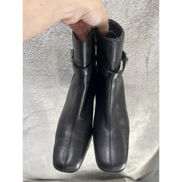 Vtg Y2k Nine & Co Women’s 9.5 leather NC Phillpek Ankle boots Square Toe black - Picture 3 of 9